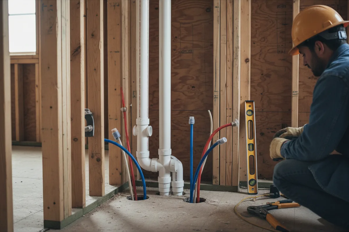Drain and supply rough-in during Leak Detection in Marble Hill
