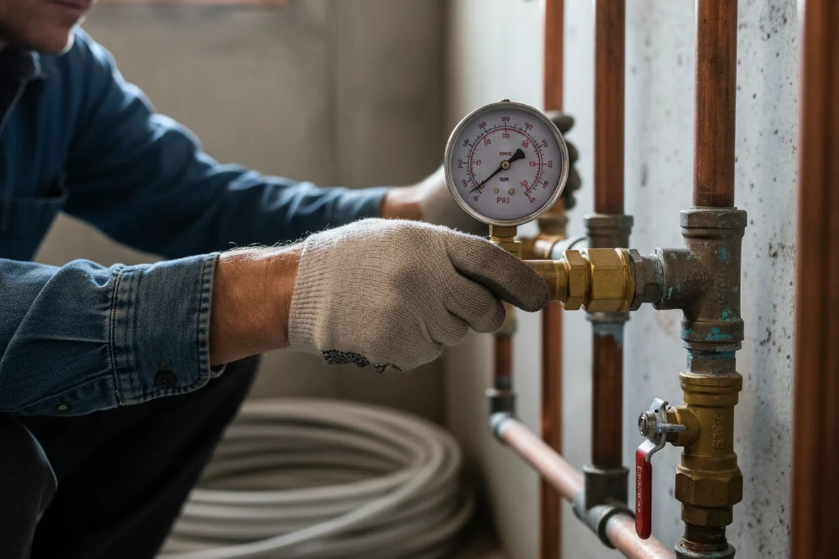 Pressure testing a repaired line during Water Line Repair in Marble Hill